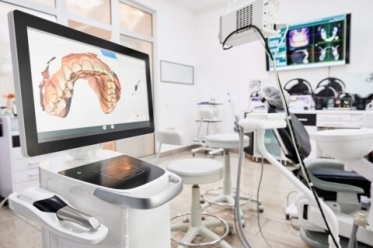 A computer screen in a dental office